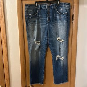 Torrid Women’s High Rise Straight Distressed Button Fly Jeans New Plus Size 20